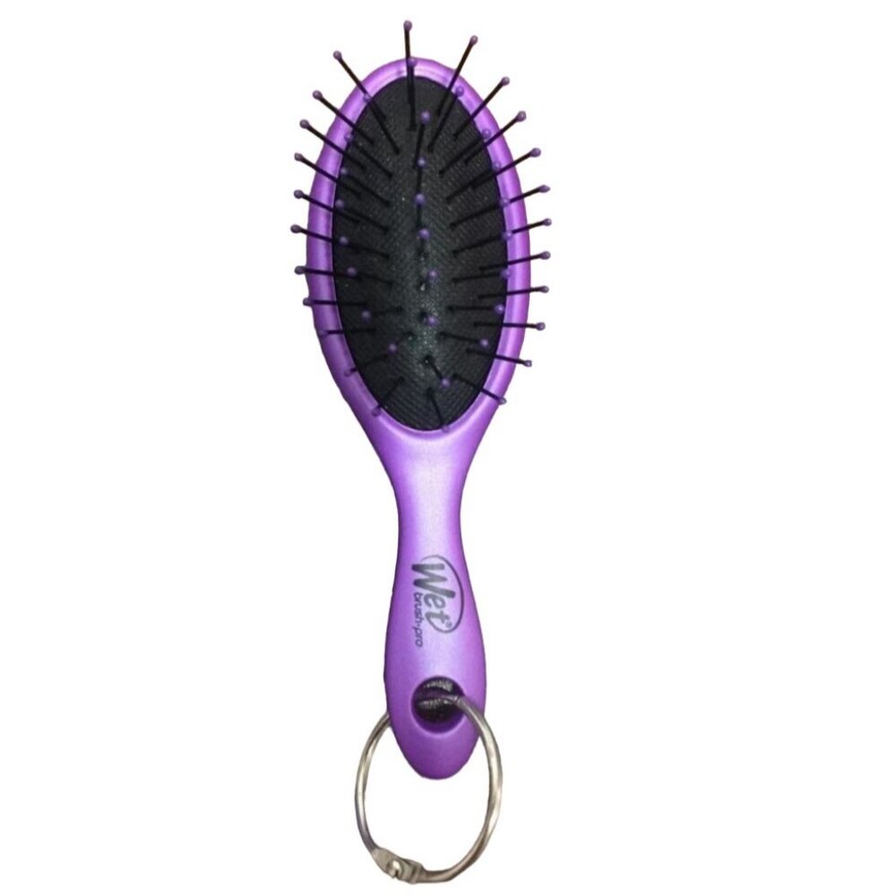 Wet Brush Pro Keychain Hairbrush in Eggplant Purple Compact Travel Keyring